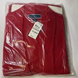 Karen Scott 1X Red open cardigan, long sleeve